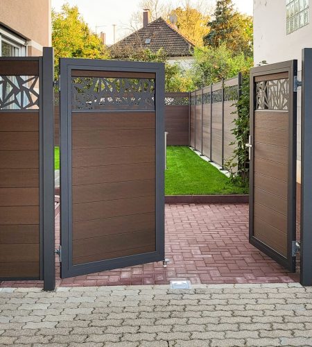 Traumprojekt 2022 System Wpc Platinum Braun Trigon Doppeltor Licht 303